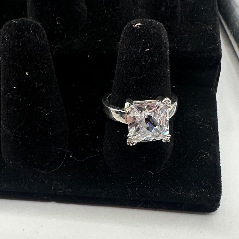 White 18KGE Princess Cut Clear CZ  Ring